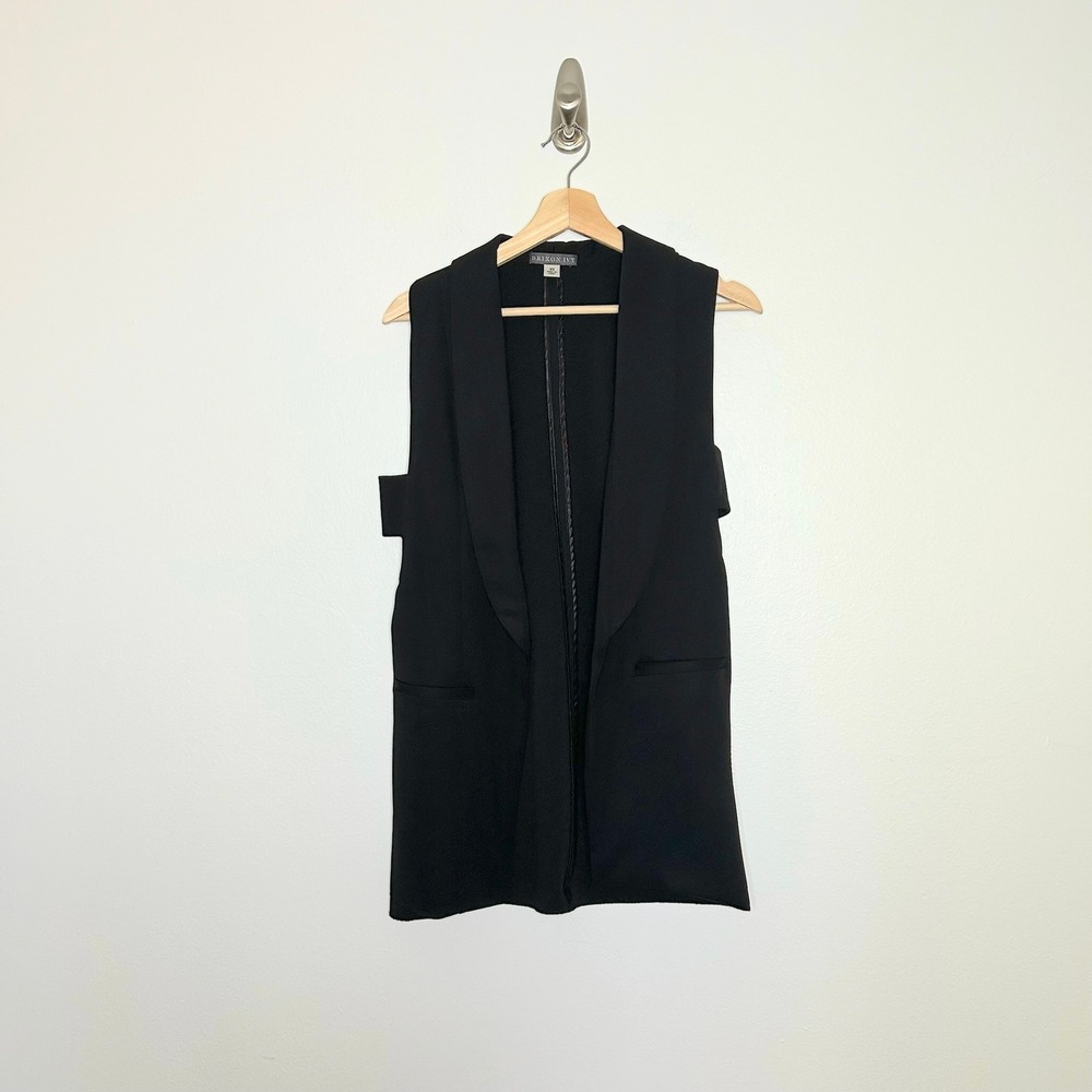 Brixon Ivy Longline Open Front Blazer Vest Black Sz XS